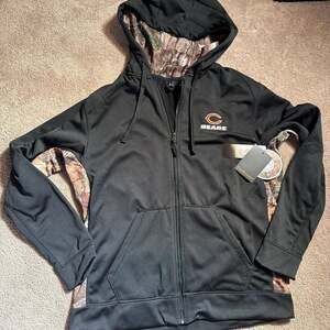 Chicago Bears Full Zip Hooded Sweatshirt - Men's L, New (Black/Realtree)